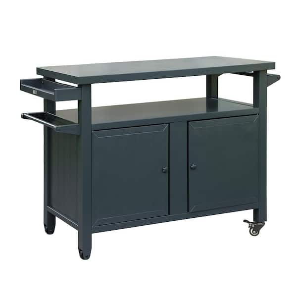 Unbranded Gray Grill Carts Outdoor Storage Cabinet with Wheels, Outdoor Dining Table Cooking Prep BBQ Table