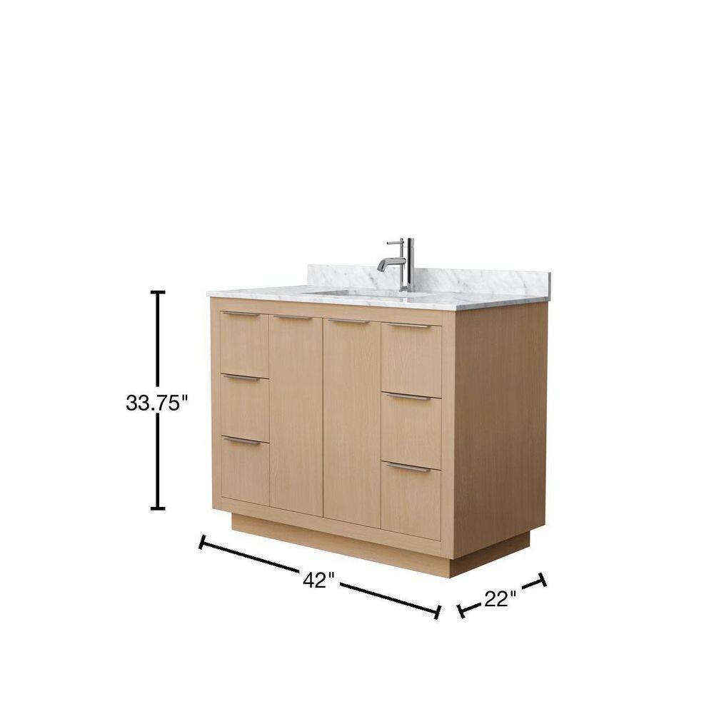 Maroni 42" Light Straw Bathroom Vanity with White Carrara Marble Countertop