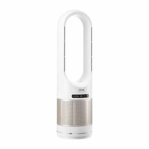 34 in. Oscillating Tower Fan 8H Timer 16.4 ft. / s High Velocity with Remote Control, White