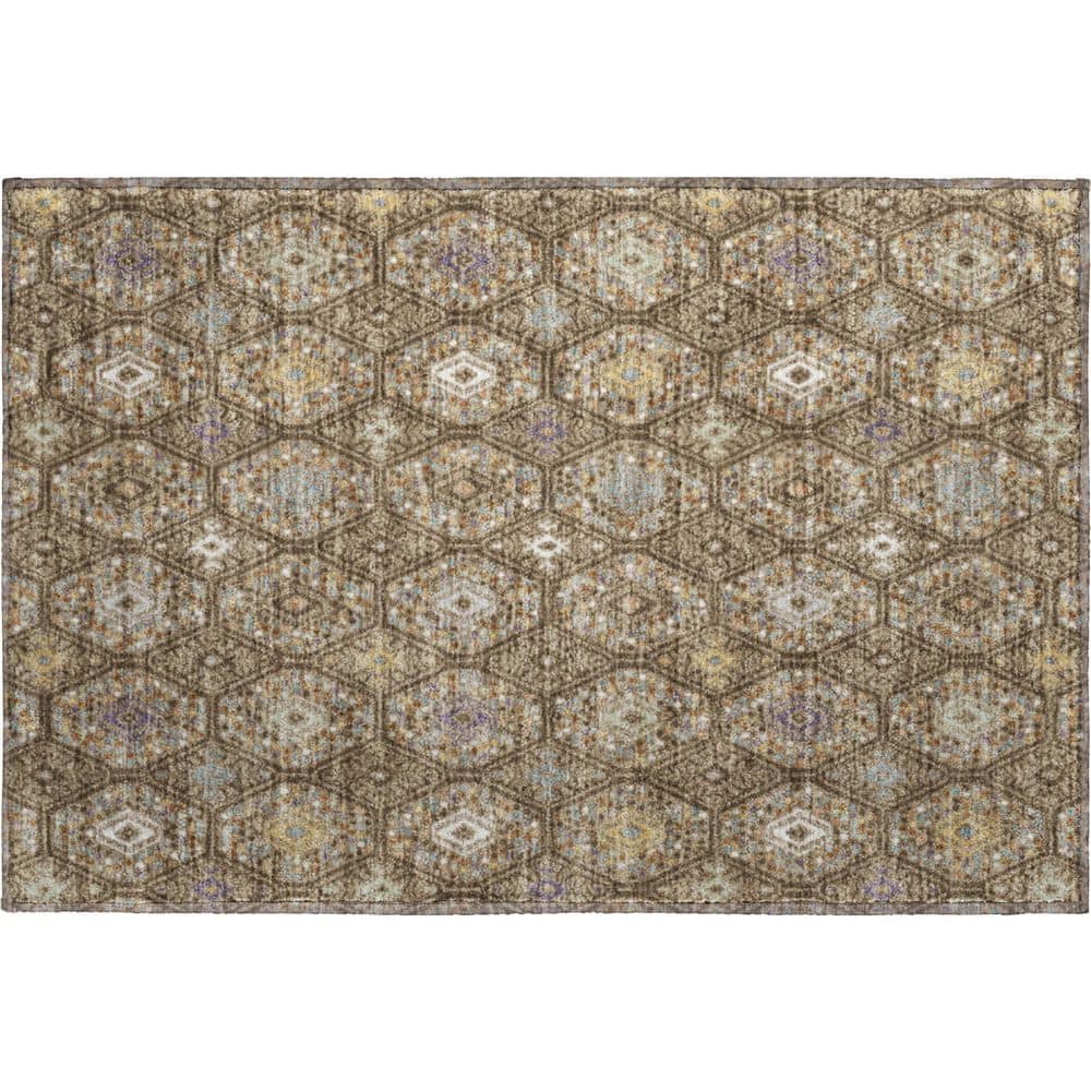 Mayfield Premium Machine Washable Abstract AMF2471 Brown 2 ft. x 3 ft. Accent Rug price history on PriceWatchPro