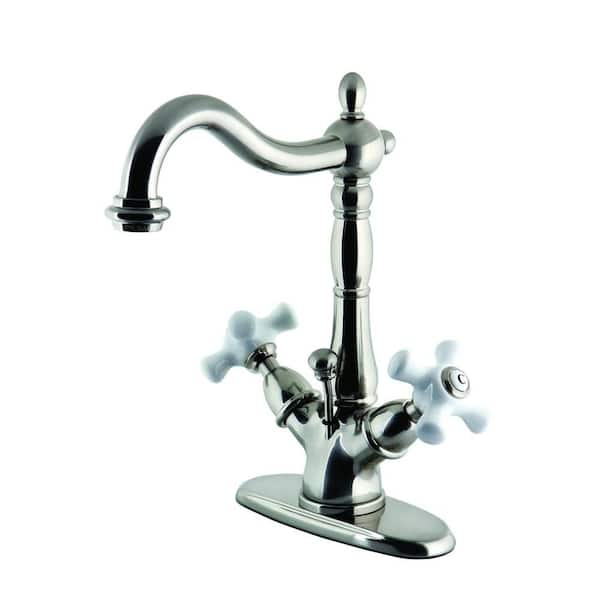 Kingston Brass Victorian Single Hole 2-Handle Bathroom Faucet in Brushed Nickel