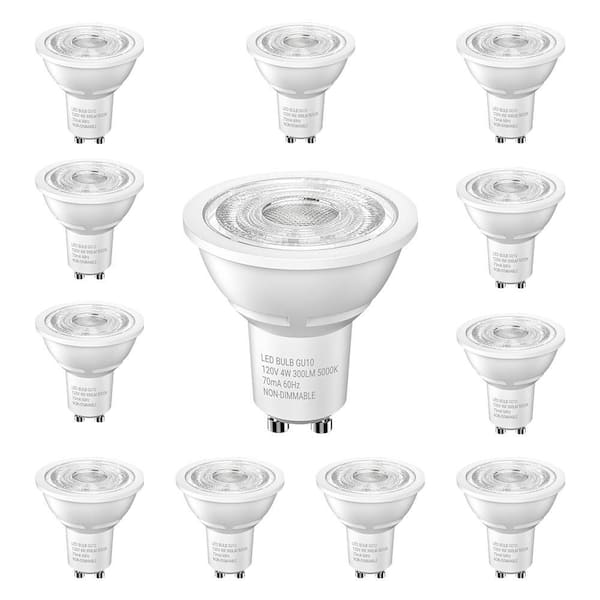 GU10 LED Lightbulb 35-Watts Equivalent No-Dimmable Track Lighting 80 Plus CRI Frosted Flood Daylight White 5000K 12-Pack