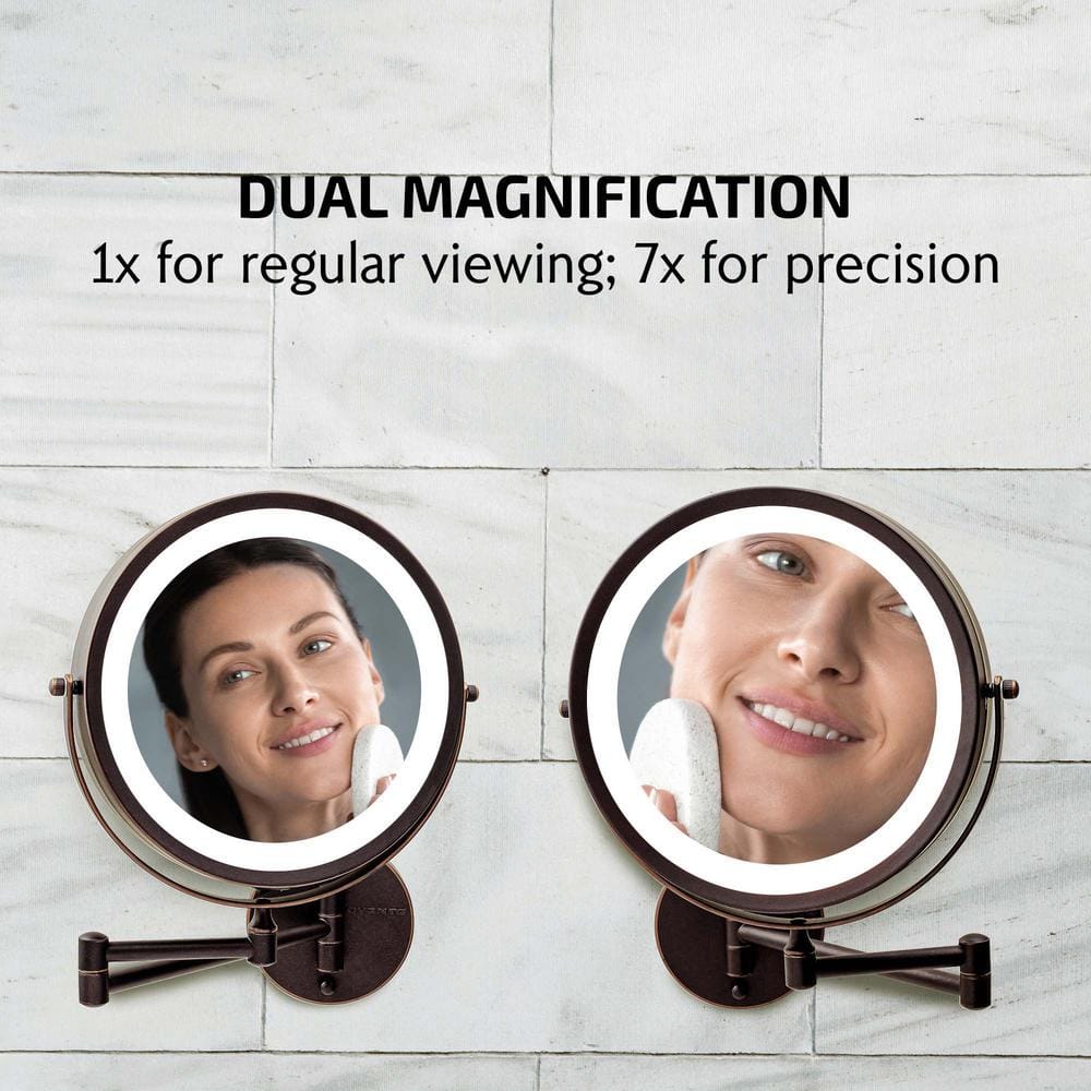 Antique Bronze 8.5" LED Wall Mounted Magnifying Mirror