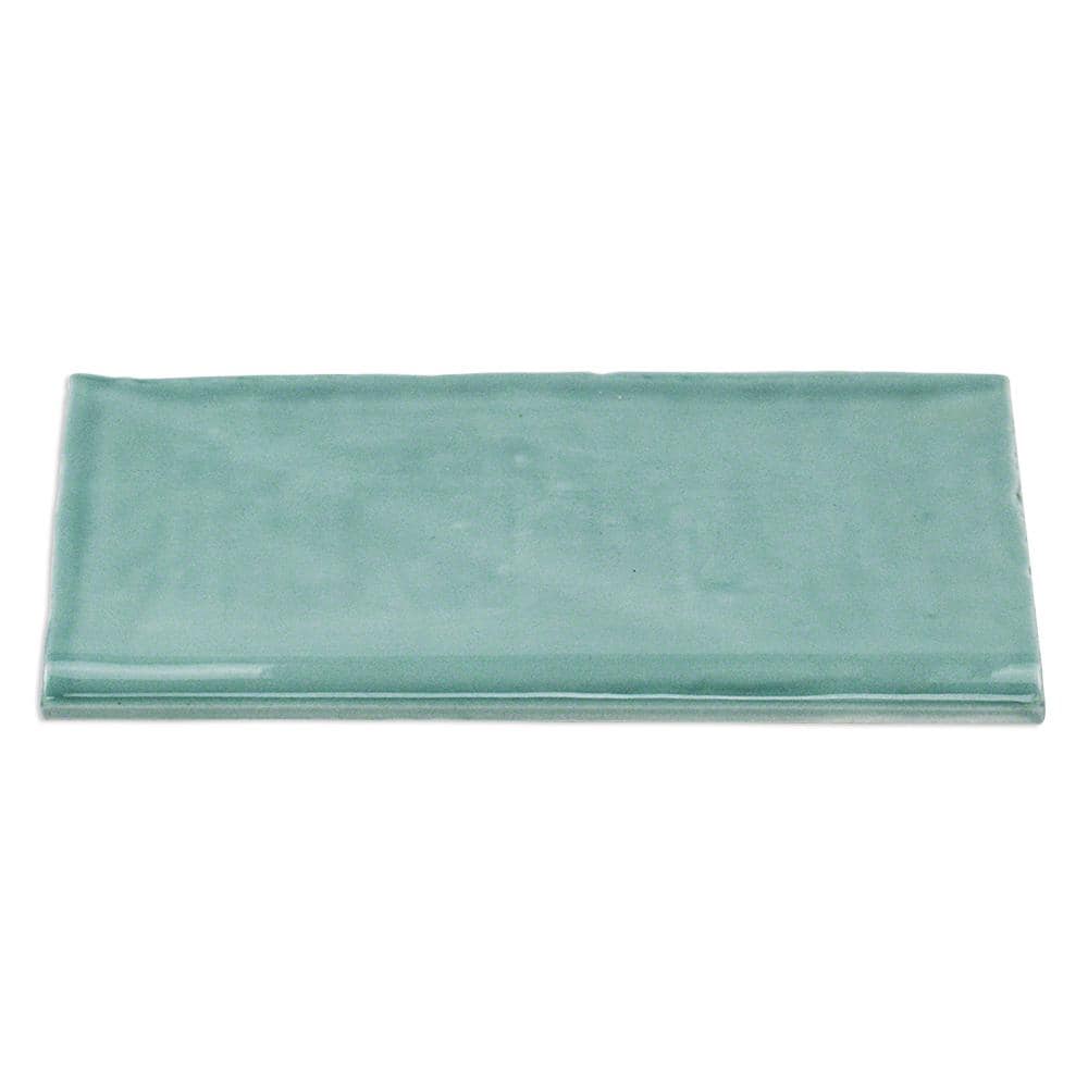 Open Sea Green 3" x 6" Polished Ceramic Bullnose Wall Tile