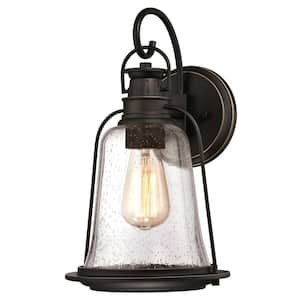 Brynn 1-Light Oil Rubbed Bronze with Highlights Outdoor Hanging Wall Lantern Sconce