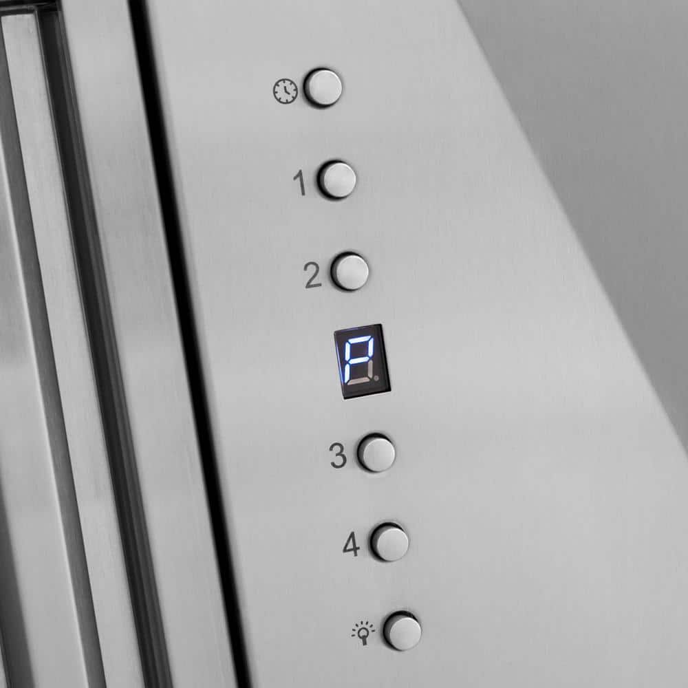 36 Inch Stainless Steel Wall Mounted Range Hood with Matte Black Handle