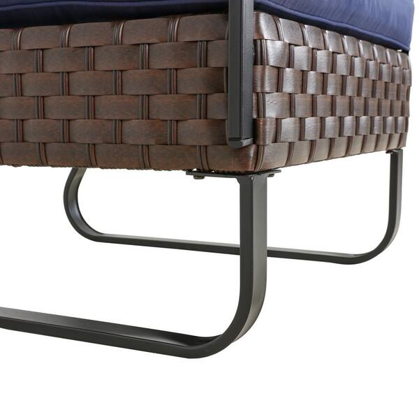 Patio Festival U-Leg Brown Wicker Outdoor Right-Arm Chair with