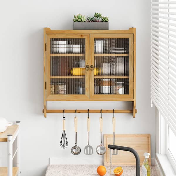 24.8 in. Yellow Wall Mount Kitchen Pantry Storage Cabinet with Adjustable Shelves