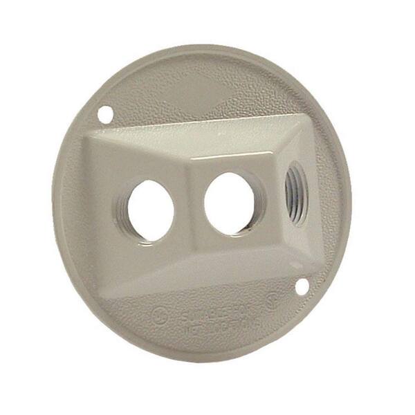 BELL 4 in. Round White Weatherproof Cluster Cover with Three 1/2 in. Outlets