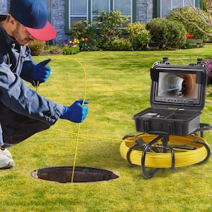 Sewer Pipe Camera 9 in. Screen Pipeline Inspection Camera 165 ft. IP68 with DVR Function SD Card for Sewer Duct Drain