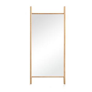 21 in. W x 64 in. H Ladder Rectangle Wood Framed Natural Color Full-length Leaning Mirror