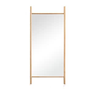 31 in. W x 71 in. H Ladder Rectangle Wood Framed Natural Color Full-length Leaning Mirror