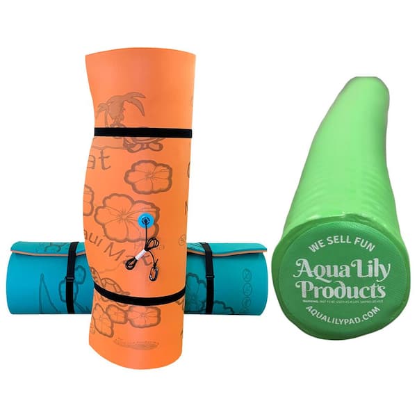 Aqua Lily Pad 14 ft. Maui Floating Island with Foam Pool Noodle Float, Green