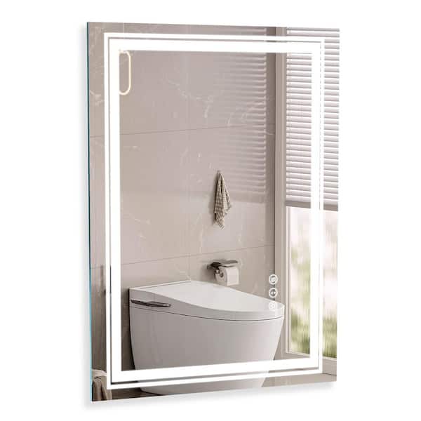 Oumilen 32 in. x 40 in. Rectangular Frameless Wall Mirror, Bathroom Vanity Mirror, Tempered Glass