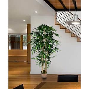 72 in. Tall Bamboo Tree Artificial Faux Lifelike in Bamboo Wicker Planter (Set of 2)