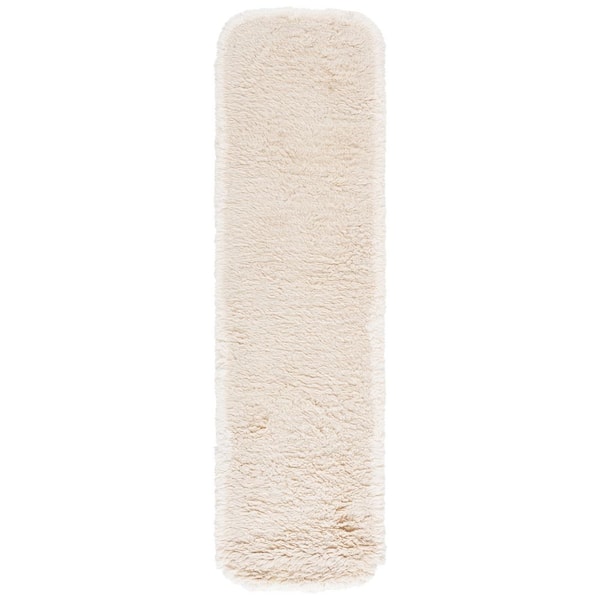 Casablanca 2 ft. x 8 ft. Beige/Ivory Solid Shag Runner Rug