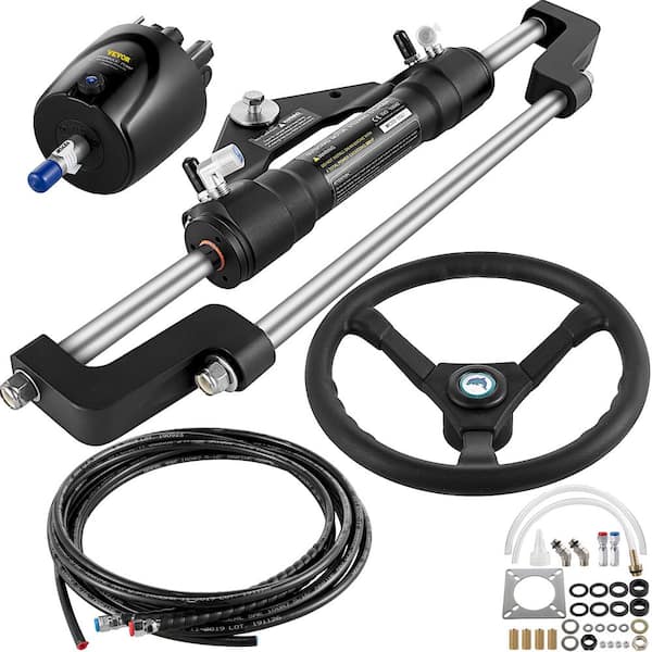VEVOR Hydraulic Boat Steering Kit 300HP Hydraulic Outboard Steering Kit Helm Pump with 20 ft. Hydraulic Steering Hose