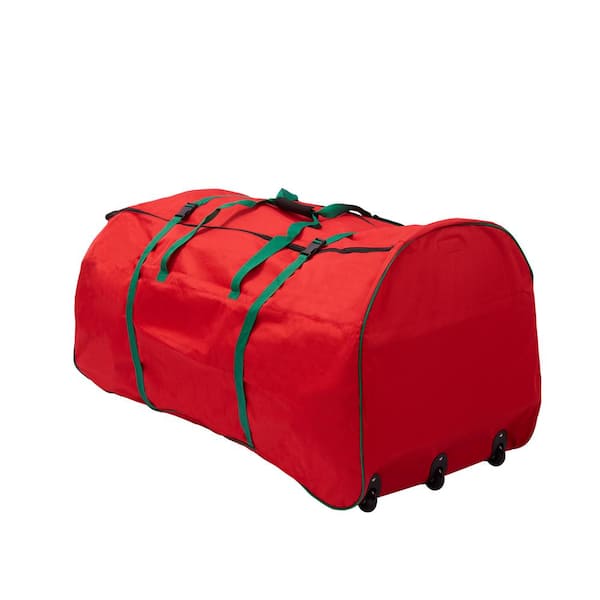 Christmas Tree Bag, Rolling, Red, 9-ft.