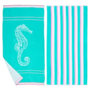 Multi-Colored 100% Premium Cotton 2 Pack Beach Towel