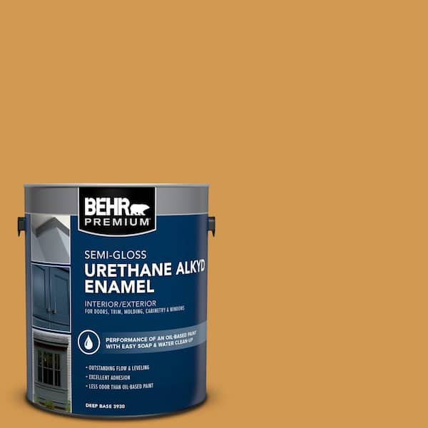 BEHR PREMIUM 1 gal. #PPU6-02 Saffron Strands Urethane Alkyd Semi-Gloss Enamel Interior/Exterior Paint