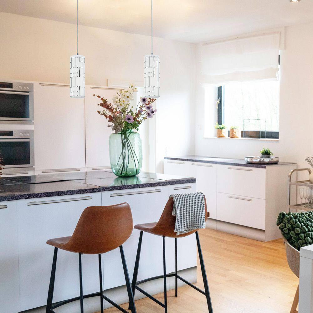 Bayman Chic Modern Chrome Mini Pendant with White Glass