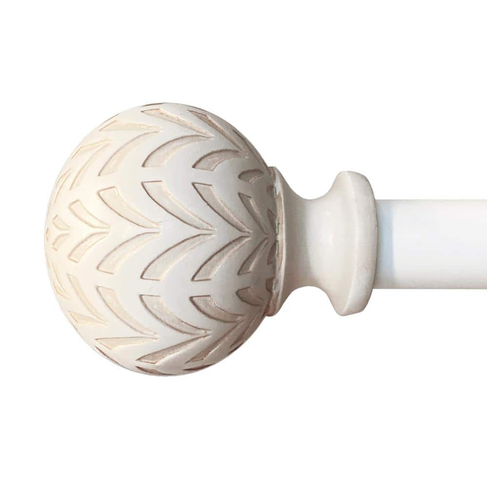 Decopolitan Hermosa 26 in. to 48 in. Adjustable 5/8 in. Single Curtain Rod in Antique White with Finials