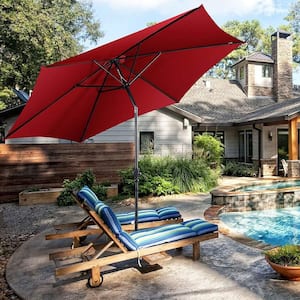 10 ft. Patio Umbrella Outdoor in Wine with 59 lbs. Heavy-Duty Round Umbrella Stand