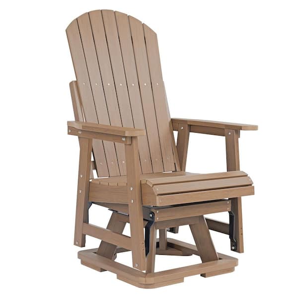 HIPS Plastic Swivel Outdoor Glider, Weather-Resistant Patio Chair, Heavy-Duty 400 lbs, Brown