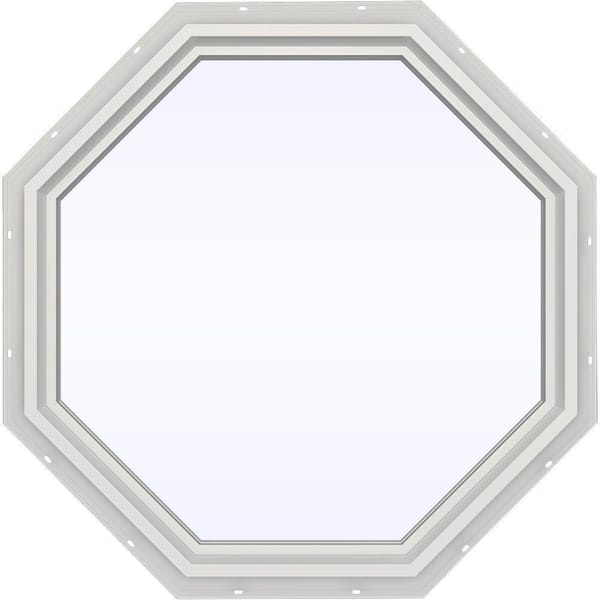JELD-WEN 35.5 in. x 35.5 in. V-4500 Series White Vinyl Fixed Octagon Geometric Window w/ Low-E 366 Glass