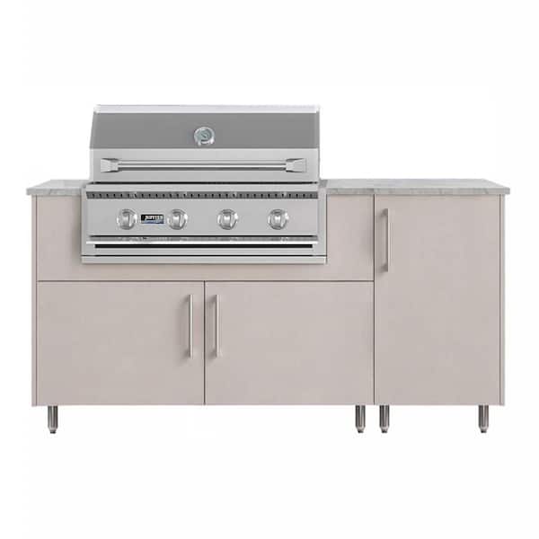 Daybreak 68.5 in. W 4-Burner Propane Grill Island in Miami Shoreline Gray with Propane Cabinet