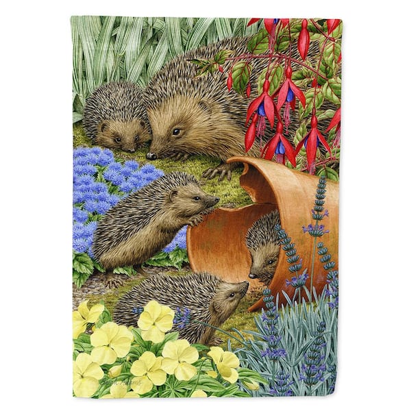 Caroline's Treasures 11 in. x 15-1/2 in. Polyester Hedgehogs in the Flower Pot 2-Sided 2-Ply Garden Flag