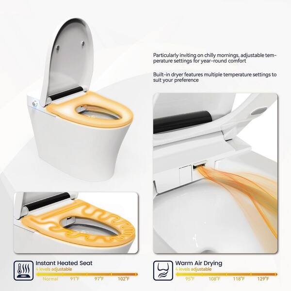 Unbranded Elongated Luxury Smart Bidet Toilet with Heated Seat & Automatic Flush