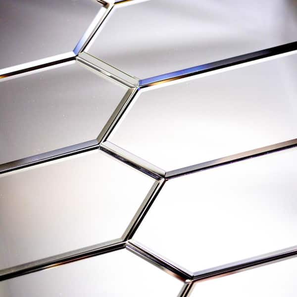 Reflections Frosted Silver Beveled Picket 3 in. x 12 in. Matte Glass Mirror Wall Tile Sample