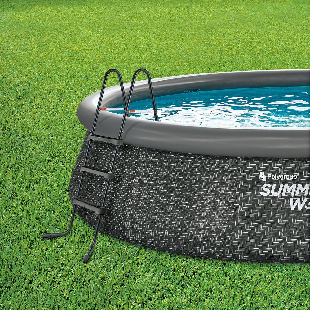 Summer Waves 14' Dark Wicker Round Above Ground Pool with Pump