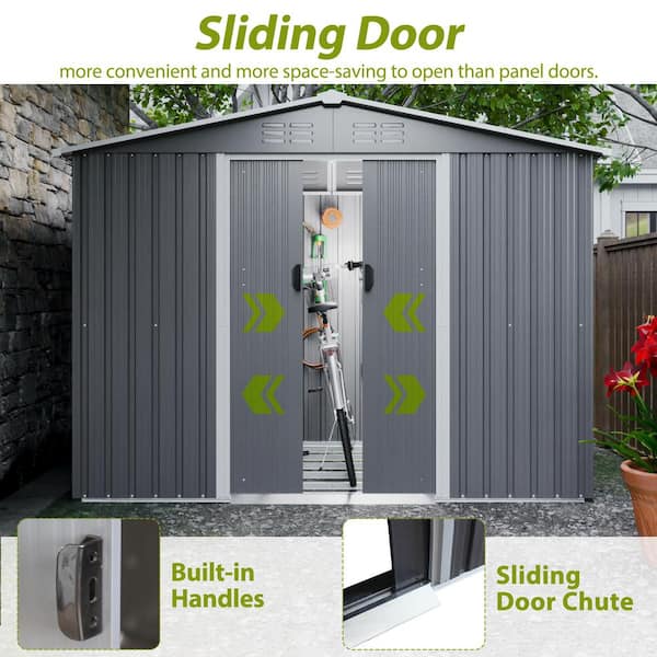 まりとぅん Tileon 8 ft. W x 6 ft. D Outdoor Storage Metal Shed, All
