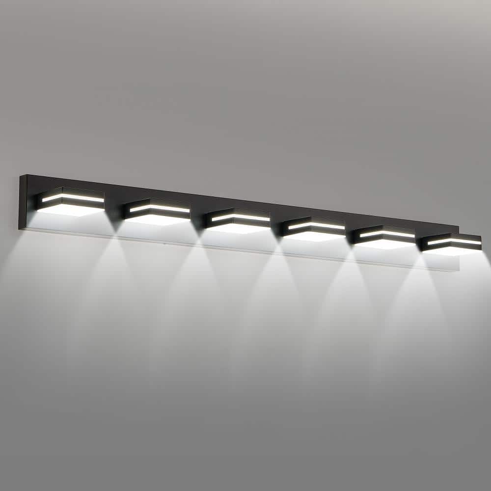 47 in. W 6-Lights LED Vanity Light for Bathroom, Black Wall Sconce Over Vanity Mirror, Cool White 6000K price history on PriceWatchPro