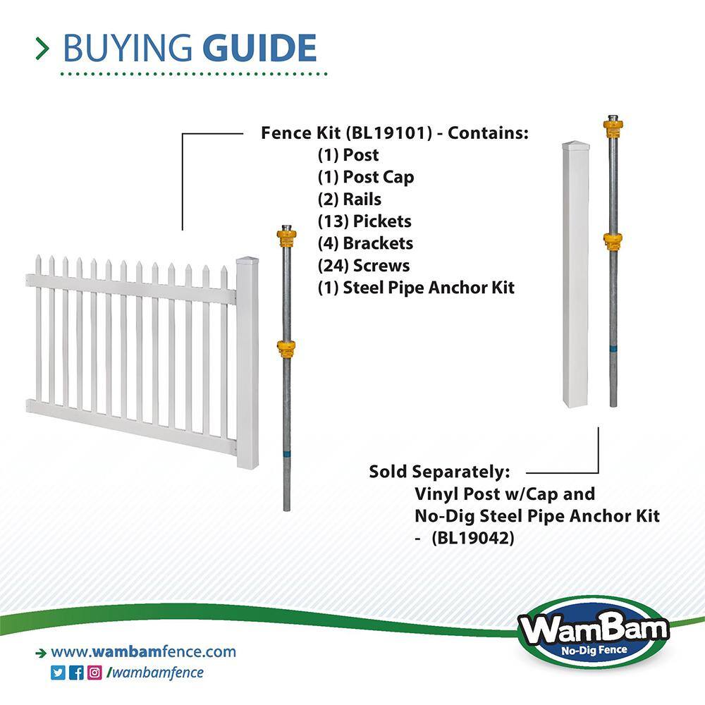 4-ft White Vinyl No-Dig Fence Post with Steel Anchor