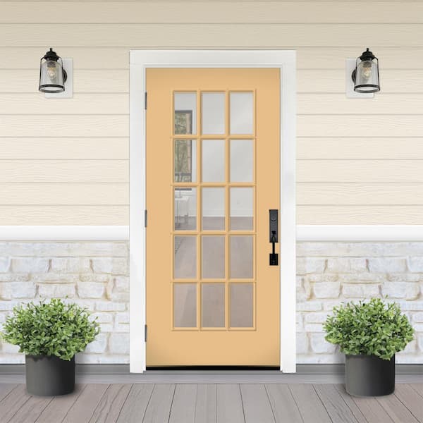 Reliant 36 in. x 80 in. FullLite 15L SDL Clear Glass RHOS Jackfruit Finish Fiberglass Prehung Front Door w/4-9/16 Jamb