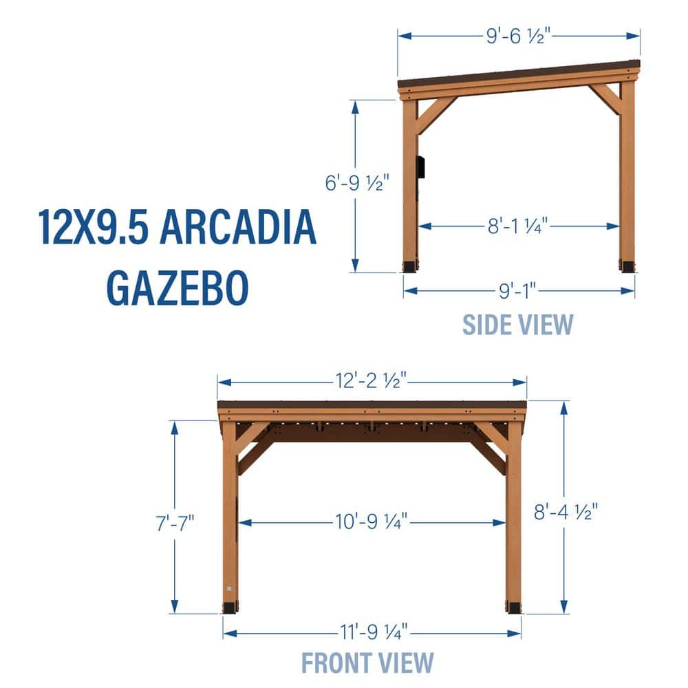 Arcadia Cedar and Steel Slope Roof Gazebo, 12' x 9.5'