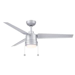 PC/DC 52 in. Integrated LED Indoor/Outdoor Silver Ceiling Fan with Silver Blades
