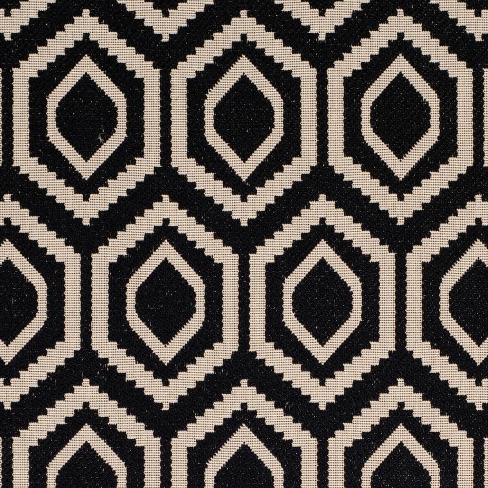 Rectangular Black and Beige 5' x 7' Wool Blend Area Rug