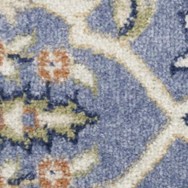6 ft. x 9 ft. Blue Oriental Washable Square Area Rug