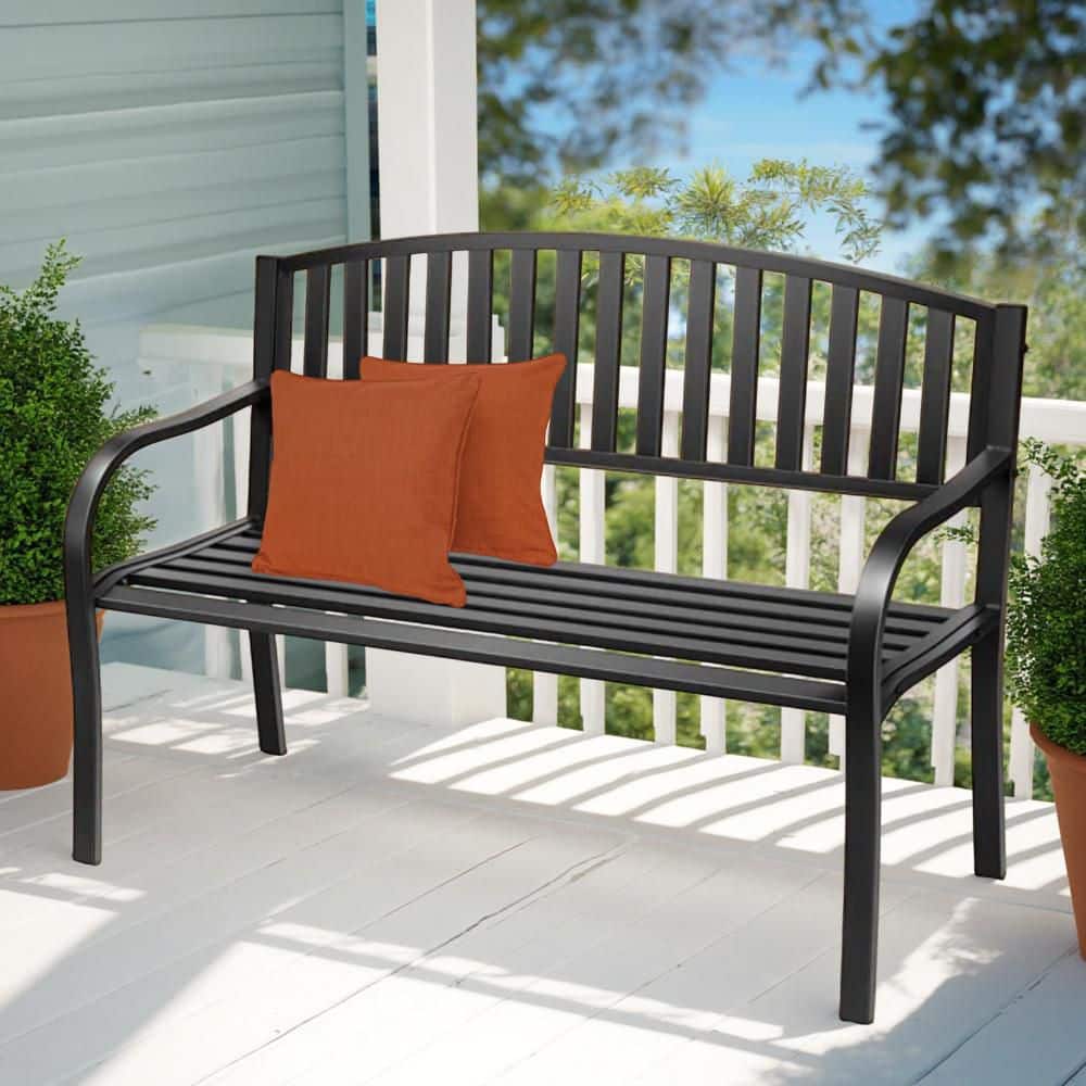 Maypex Steel Slat Outdoor Garden Bench Patio Loveseat Park