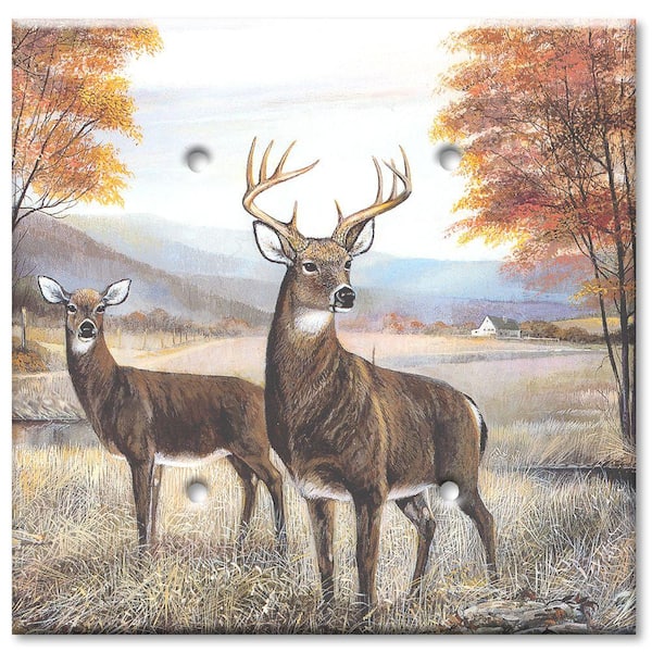 Art Plates White Tail Deer 2 Blank Wall Plate