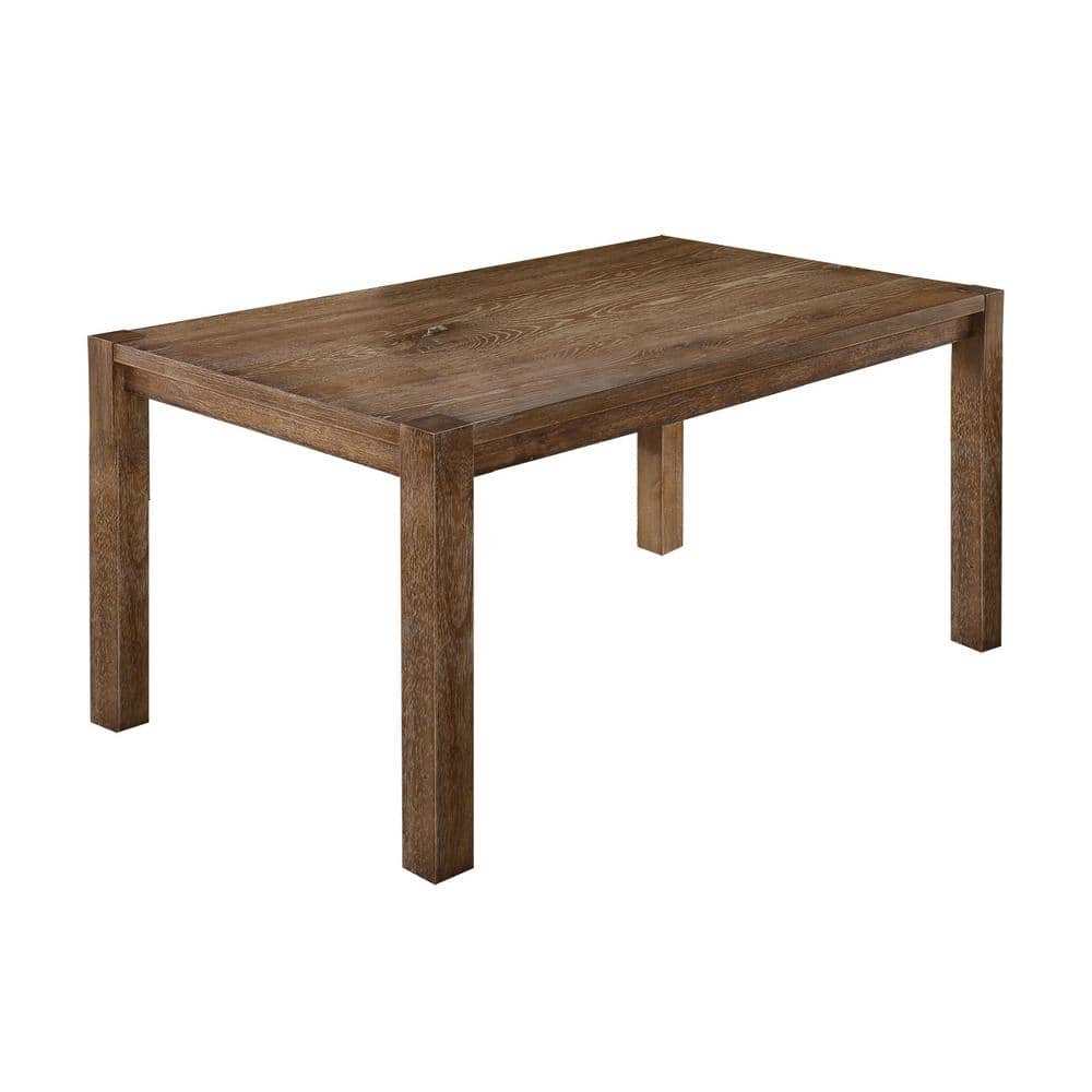 Antique Natural Oak 60" Reclaimed Wood Dining Table Seats 6
