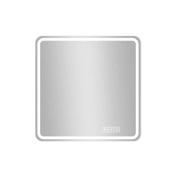 36 in. W x 36 in. H Square Frameless Anti-Fog Wall Bathroom Vanity Mirror in Silver