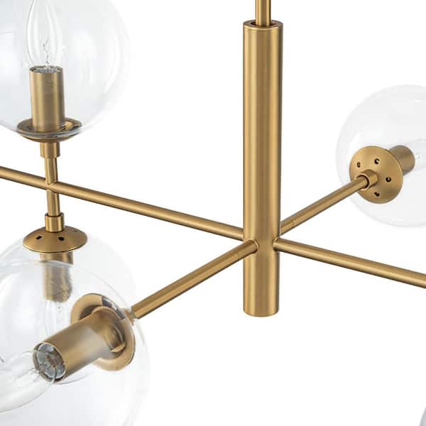 HUOKU Dimma 8-Light 43.3 in. W Brushed Gold Linear Chandelier with