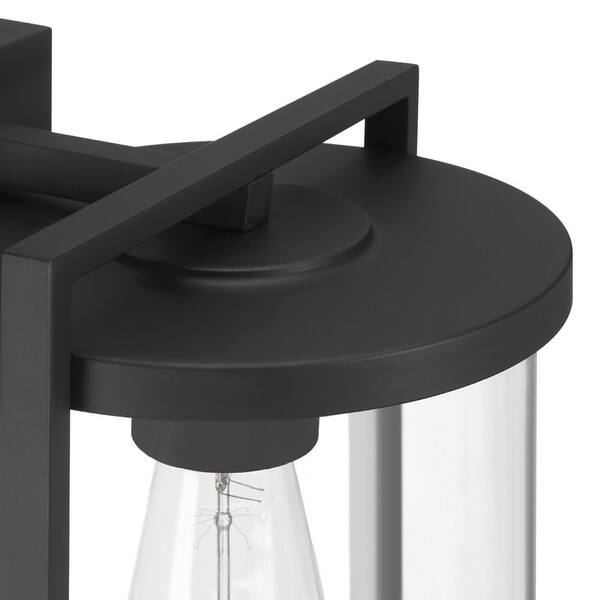 Hunter Fan Company - Hunter Astwood 1 Light Matte Black Cylinder Hardwired Outdoor Lighting for Foyer / Entry Way