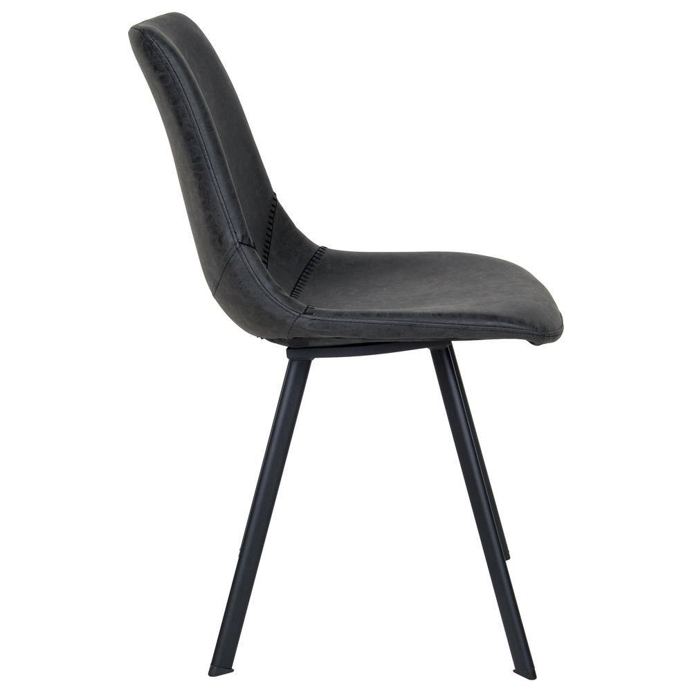 Charcoal Black High Back Leather Upholstered Side Chair with Metal Legs