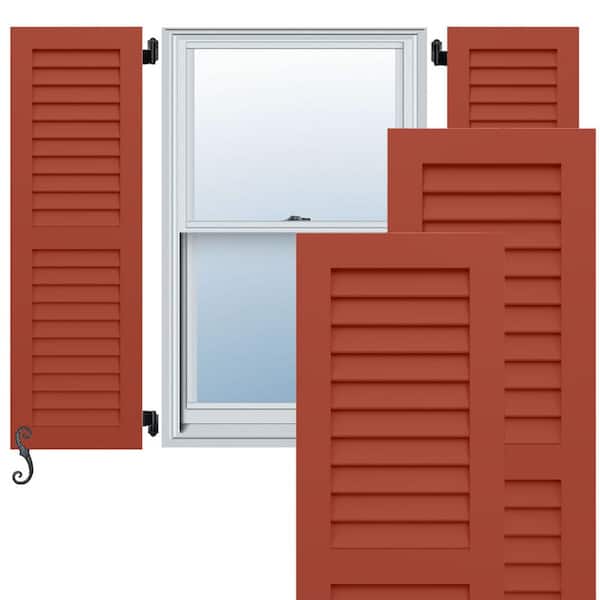 Ekena Millwork EnduraCore 2-Equal Louver 18 in. W x 34 in. H Louvered Composite Shutters Pair in Colorful Leaves